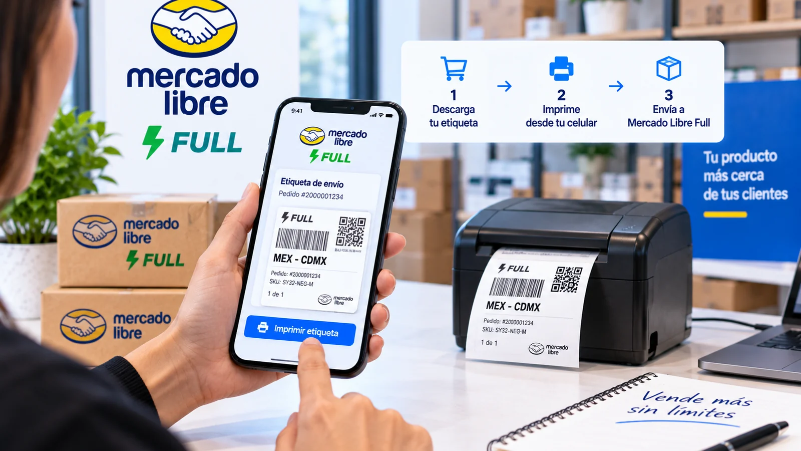 Cómo imprimir etiquetas de Mercado Libre Full desde tu celular | Apolonce