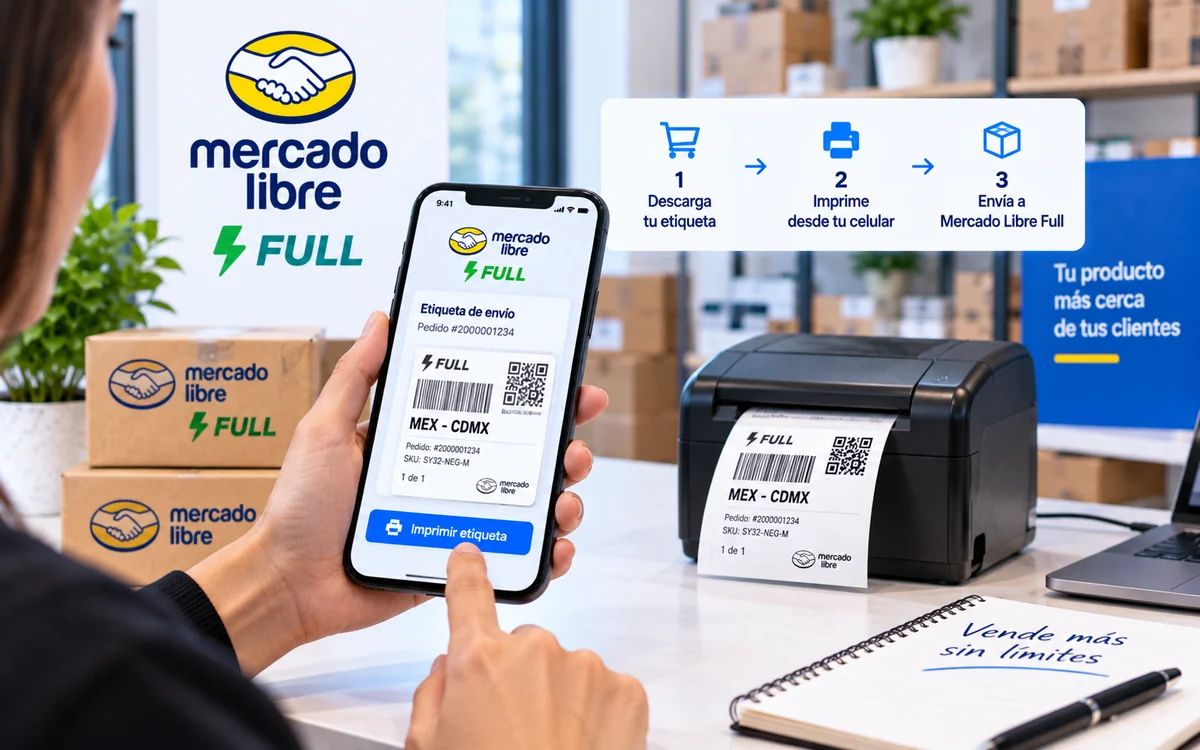 Cómo imprimir etiquetas de Mercado Libre Full desde tu celular | Apolonce