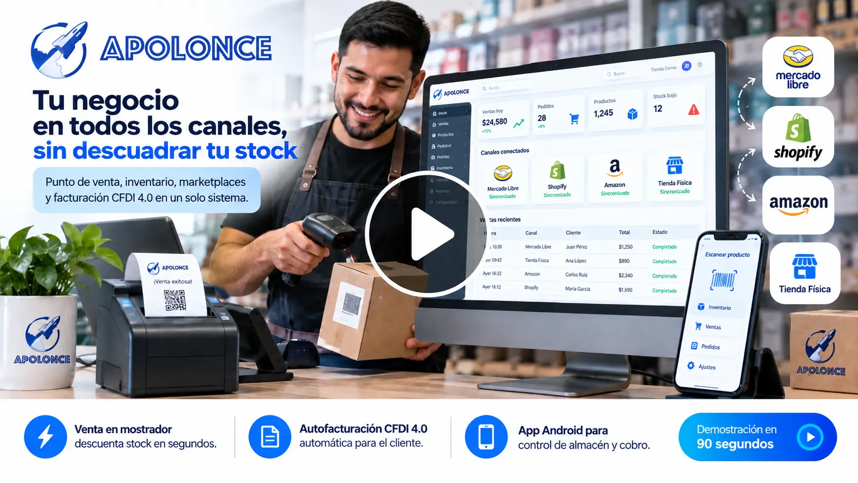 Vista previa: Demostración de Apolonce: Punto de Venta e Inventario Sincronizado